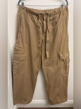 GAP Women’s Khaki Tan Baggy Cargo Pants large 2024 Toggle Hem Gorpcore